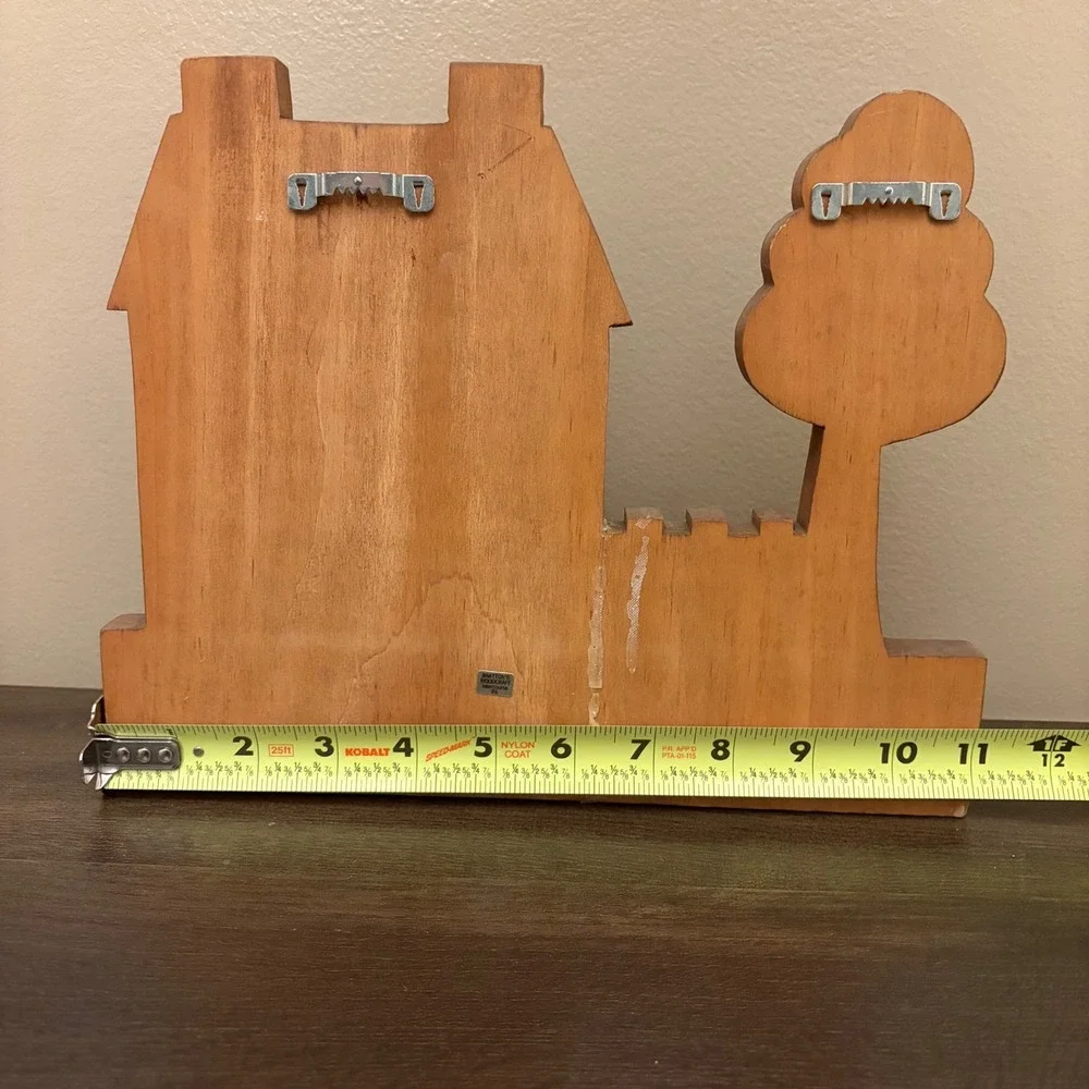 Bratton's Woodcraft Handmade Wooden Wall Key Rack Blue House Folk‎ Art 5 Pegs